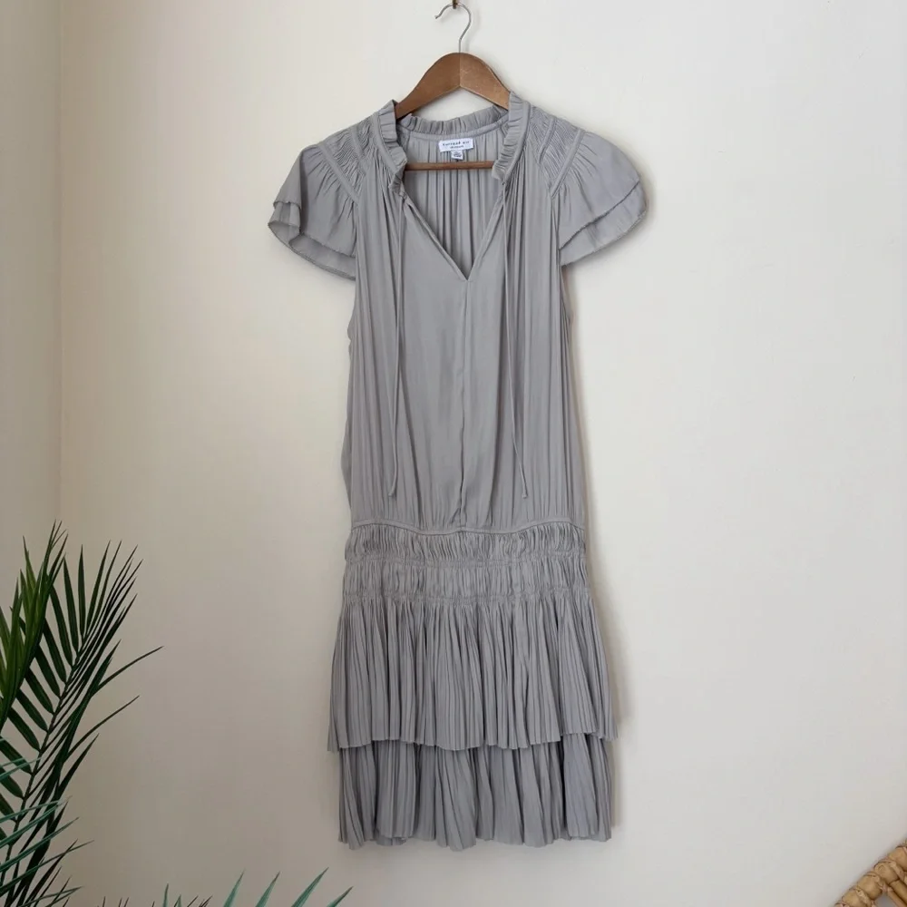 Current Air Grey Smocked Pleated Zoey Mini Dress Medium Minimalist